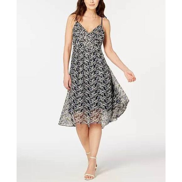 Elie Tahiri Women’s Size 4 Small Liandra Embroidery Floral-Print Midi Dress - Picture 1 of 8
